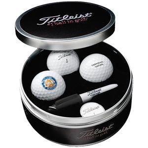Titleist® Pro V1 Golf Ball Tin Pro Elite Gold Standard Golf Tee Packet w/ Four 3 1/4" Tees & 1