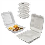 9 Natural Bagasse Clamshell Take Out Box
